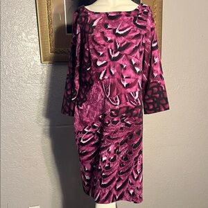 Jessica Simpson Vibrant Pink Long Sleeve Dress